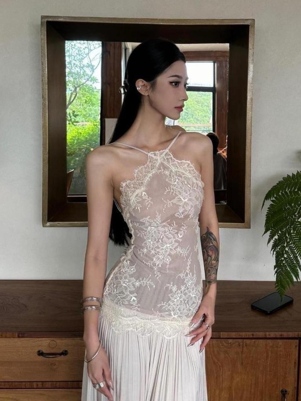 Rovente Cream lace maxi dress with open back Size S (US 2) - Picture 3 of 8
